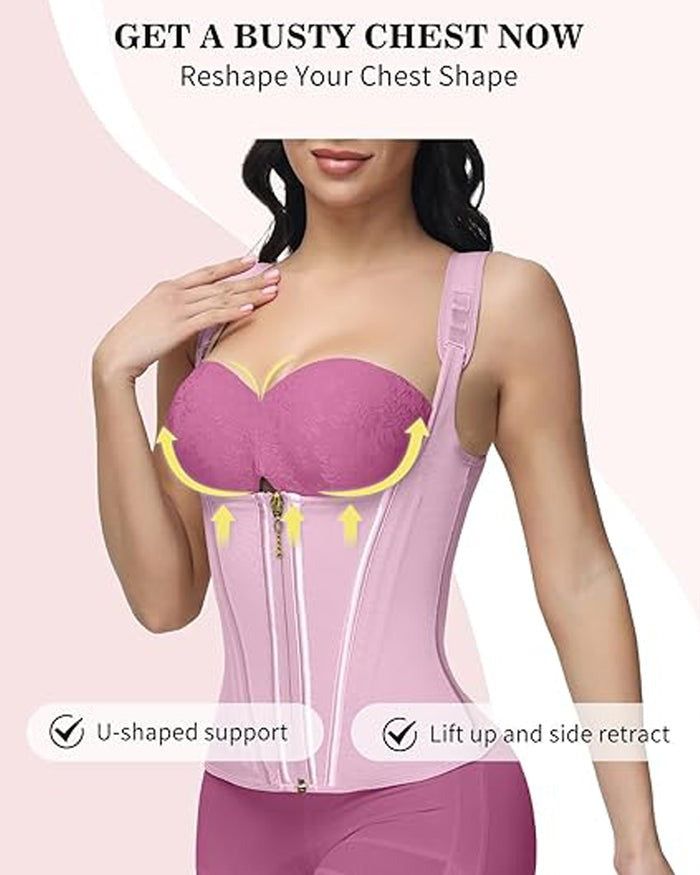 Faja Chaleco Reductora con Varillas de Acero y Tirantes Regulables