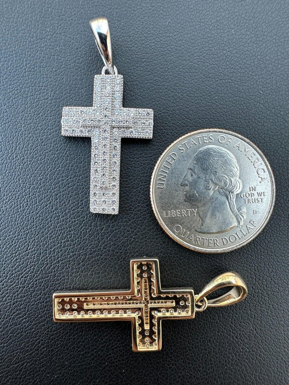 0.87ct Real DIAMOND Miami Iced Hip Hip Cross Pendant - 14k Yellow Or White Gold - Small 1"
