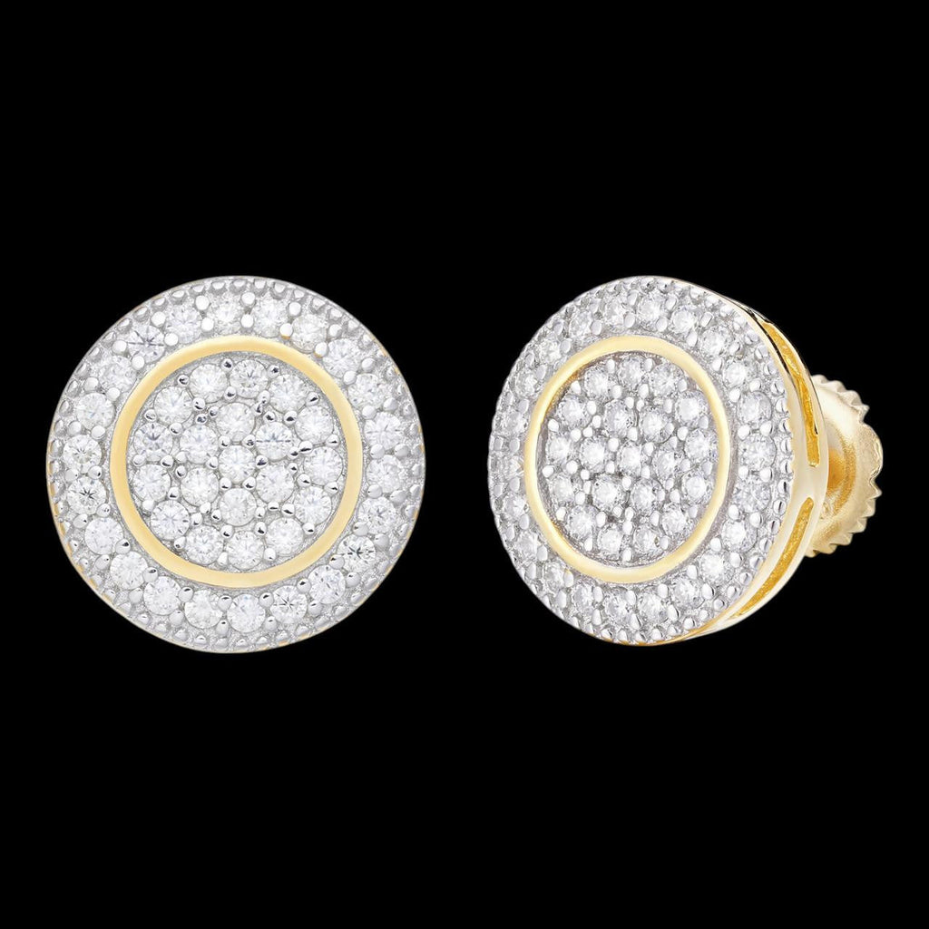 0.8ct Real DIAMOND Round Classic Iced Out Earrings - 14k Yellow Gold - 11mm