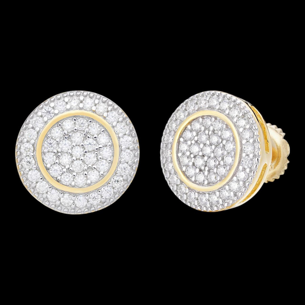 0.8ct Real DIAMOND Round Classic Iced Out Earrings - 14k Yellow Gold - 11mm