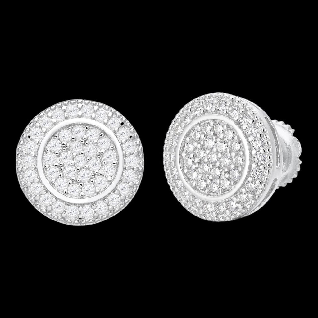 0.8ct Real DIAMOND Round Classic Iced Out Earrings - 925 Silver - 11mm