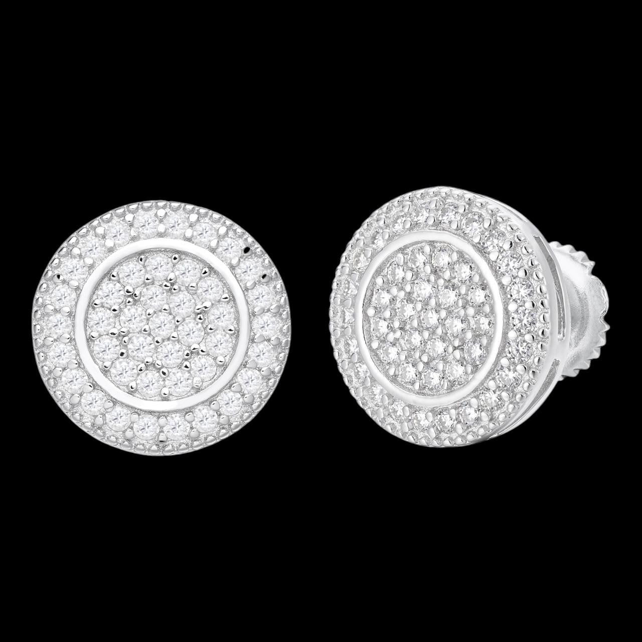0.8ct Real DIAMOND Round Classic Iced Out Earrings - 925 Silver - 11mm