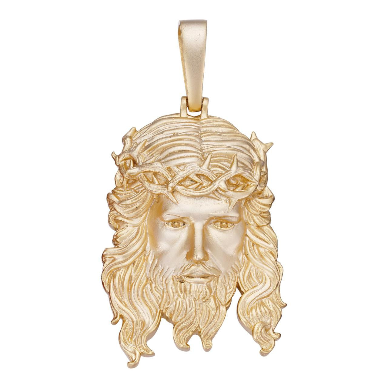 #1 Bestseller Jesus Piece Pendant - Sandblasted Matte Finish 14k Gold Vermeil 925 Silver - 3 Sizes 1.5"-3"