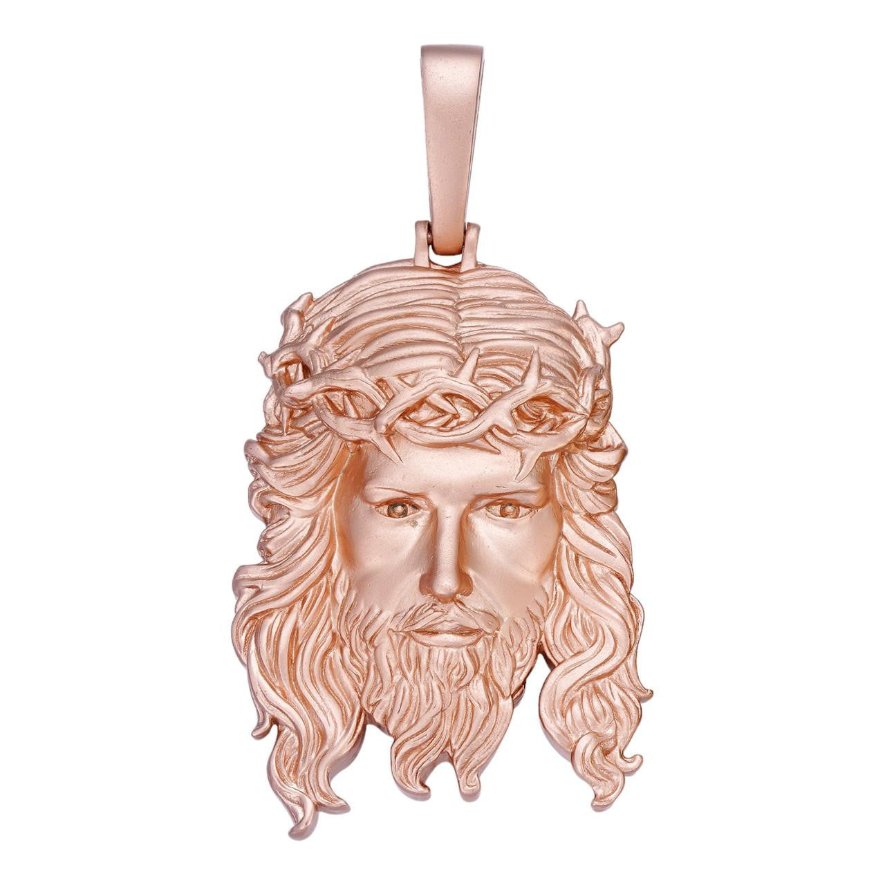 #1 Bestseller Jesus Piece Pendant - Sandblasted Matte Finish 14k Rose Gold Vermeil 925 Silver