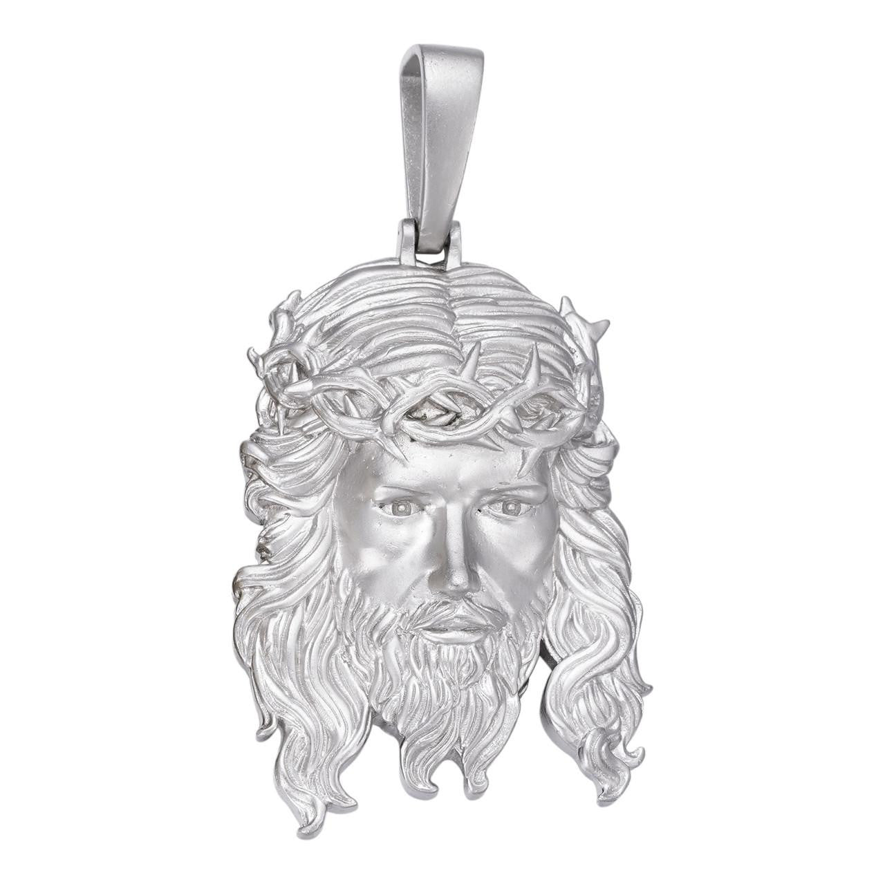 #1 Bestseller Jesus Piece Pendant - Sandblasted Matte Finish 925 Silver - CZ Stones - 3 Sizes 1.5"-3"