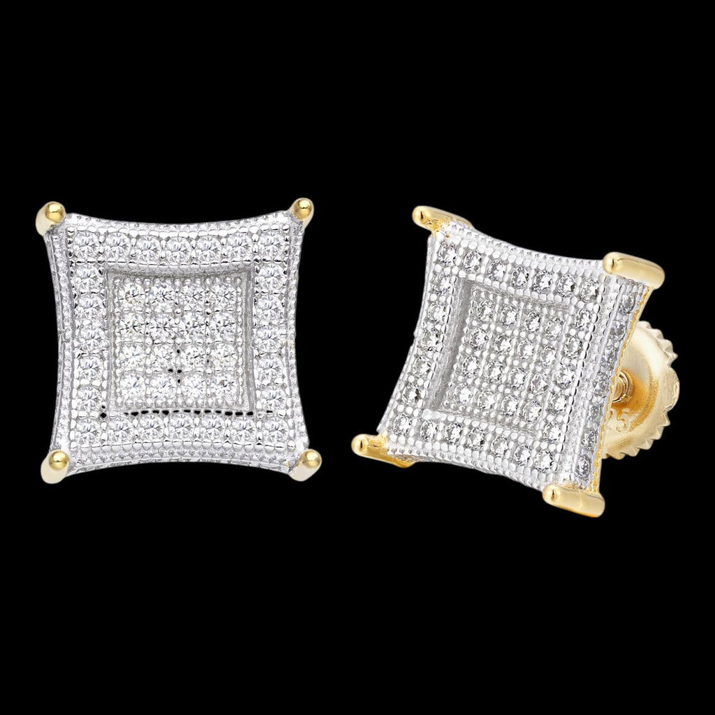 1.17ct Real DIAMOND 3D Kite Classic Iced Out Earrings - 14k Yellow Gold - 11mm