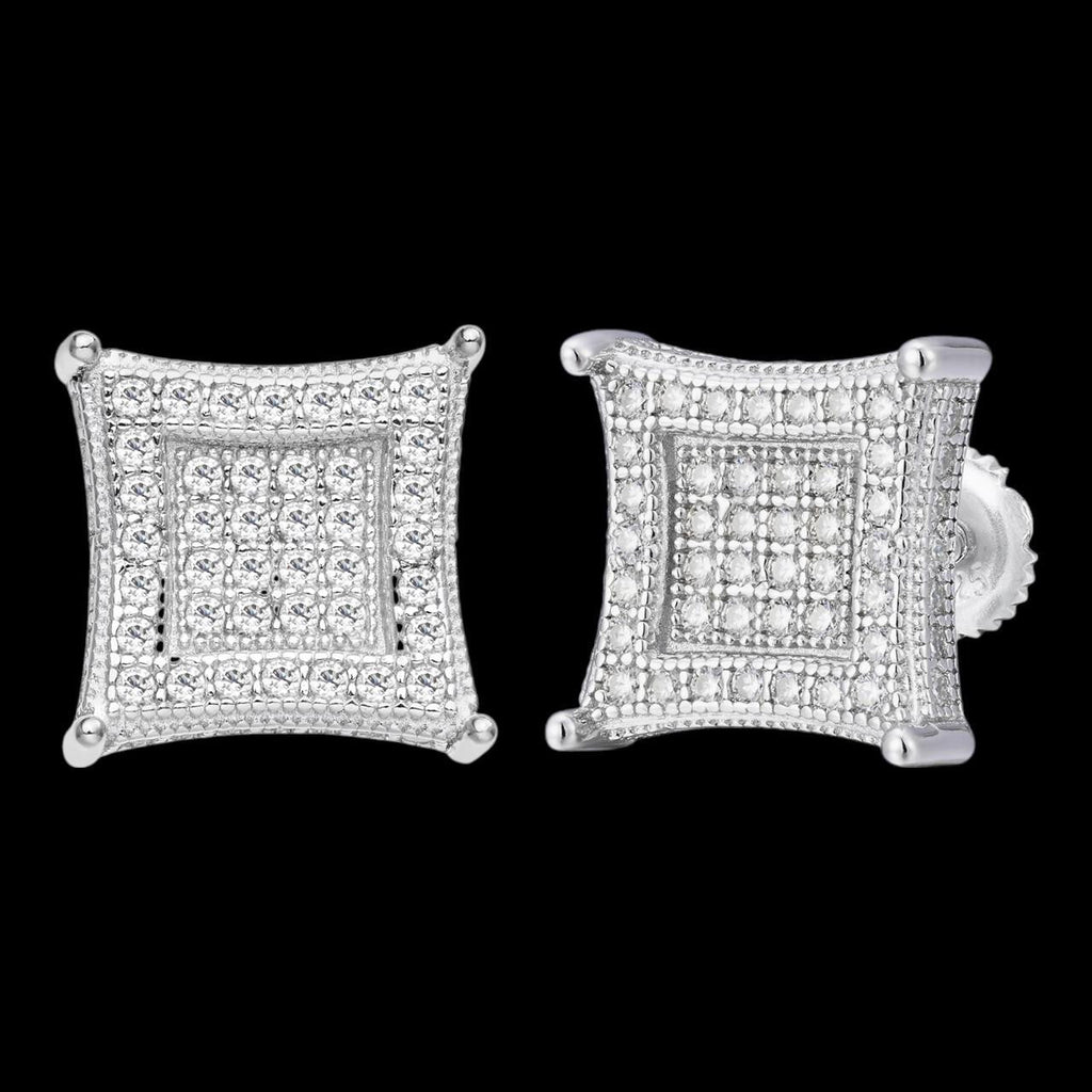 1.17ct Real DIAMOND 3D Kite Classic Iced Out Earrings - 925 Silver - 11mm