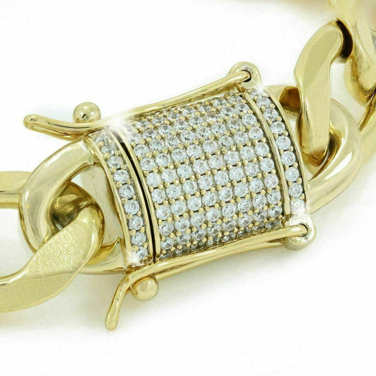 14K-18K Gold Plated Stainless Steel Cuban Link Chain W. 1ct Diamond Clasp