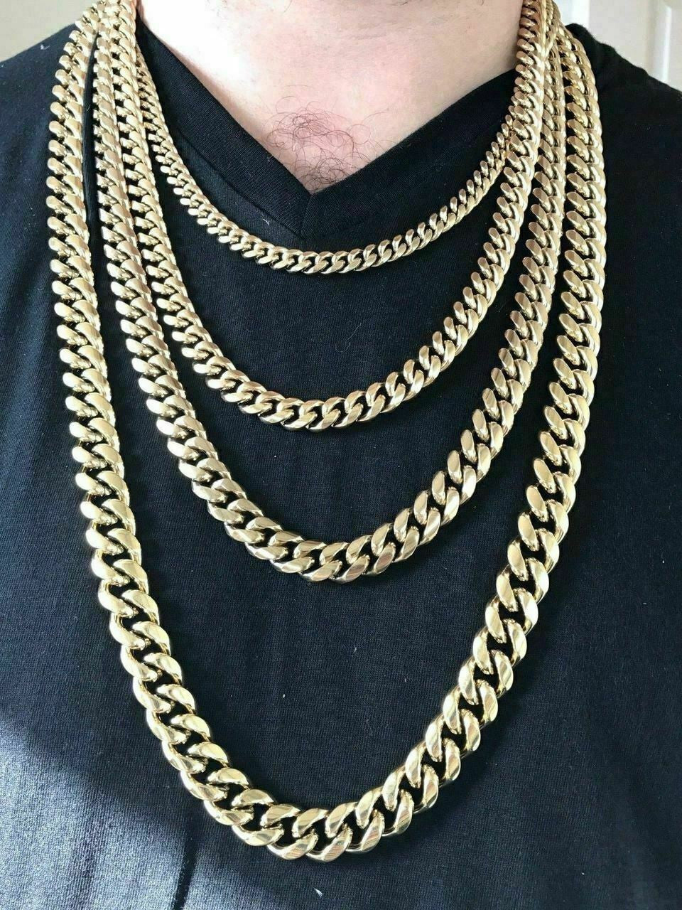 14K-18K Gold Plated Stainless Steel Cuban Link Chain W. 1ct Diamond Clasp