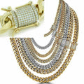 14K-18K Gold Plated Stainless Steel Cuban Link Chain W. 1ct Diamond Clasp