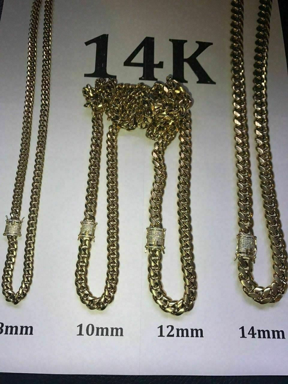 14K-18K Gold Plated Stainless Steel Cuban Link Chain W. 1ct Diamond Clasp