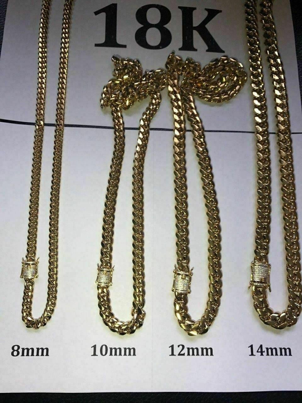 14K-18K Gold Plated Stainless Steel Cuban Link Chain W. 1ct Diamond Clasp