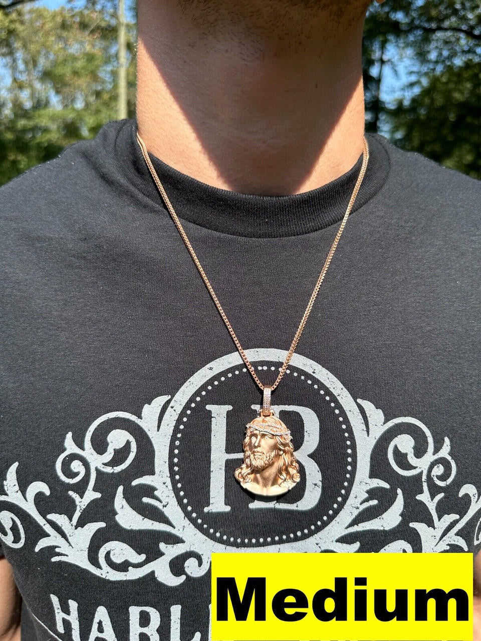 MOISSANITE Passion Of The Christ Jesus Pendant - 14k Rose Vermeil 925 Silver - 3 Sizes 1.5"-3"