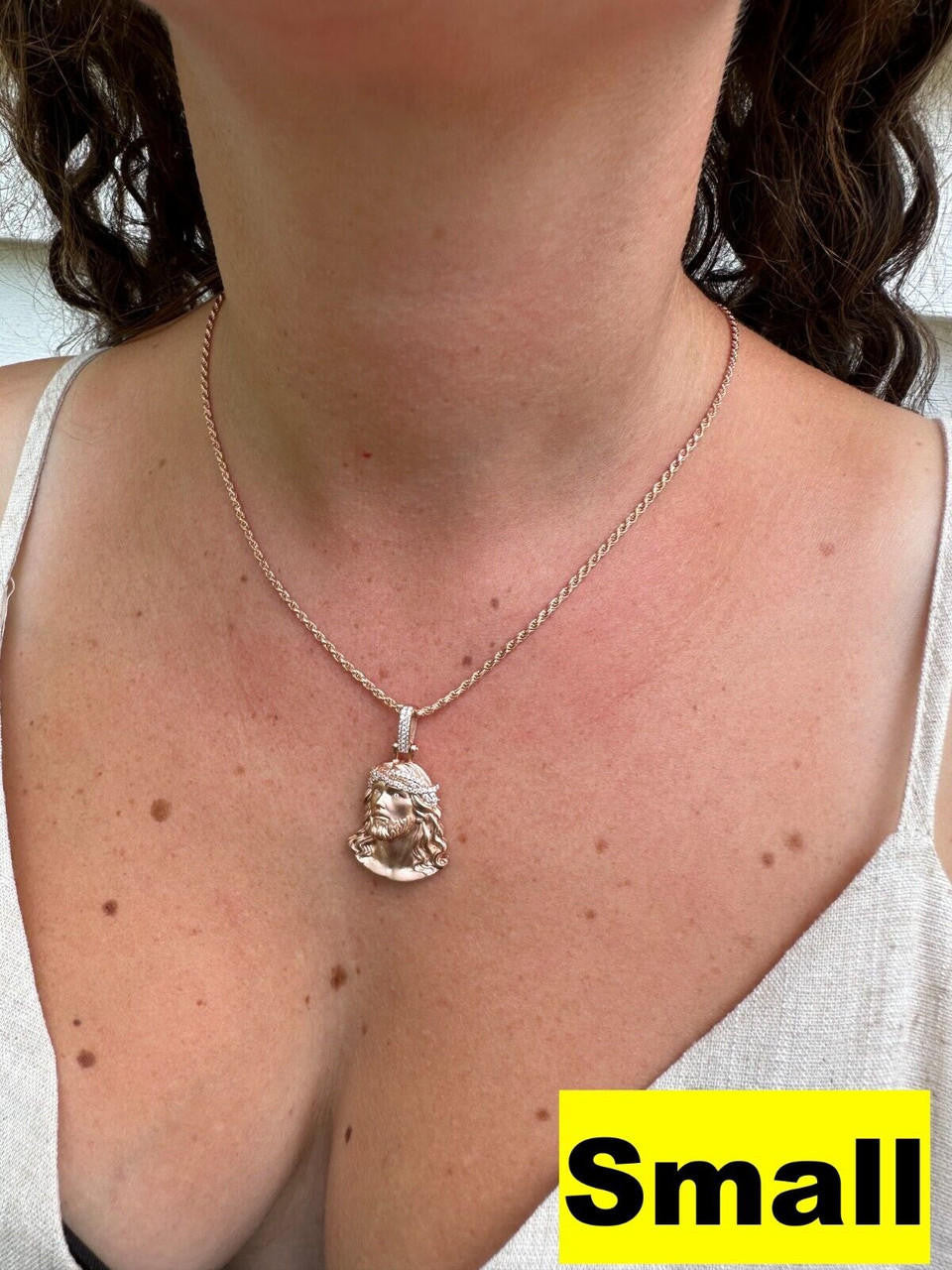 MOISSANITE Passion Of The Christ Jesus Pendant - 14k Rose Vermeil 925 Silver - 3 Sizes 1.5"-3"