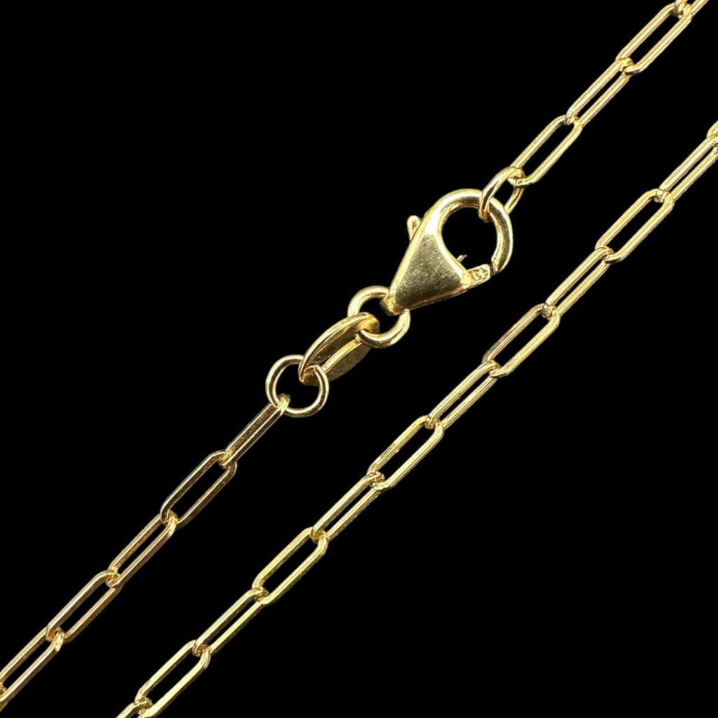 14k Solid Yellow Gold Paperclip Rolo Chain 1.5mm Necklace 16"-24" For Ladies