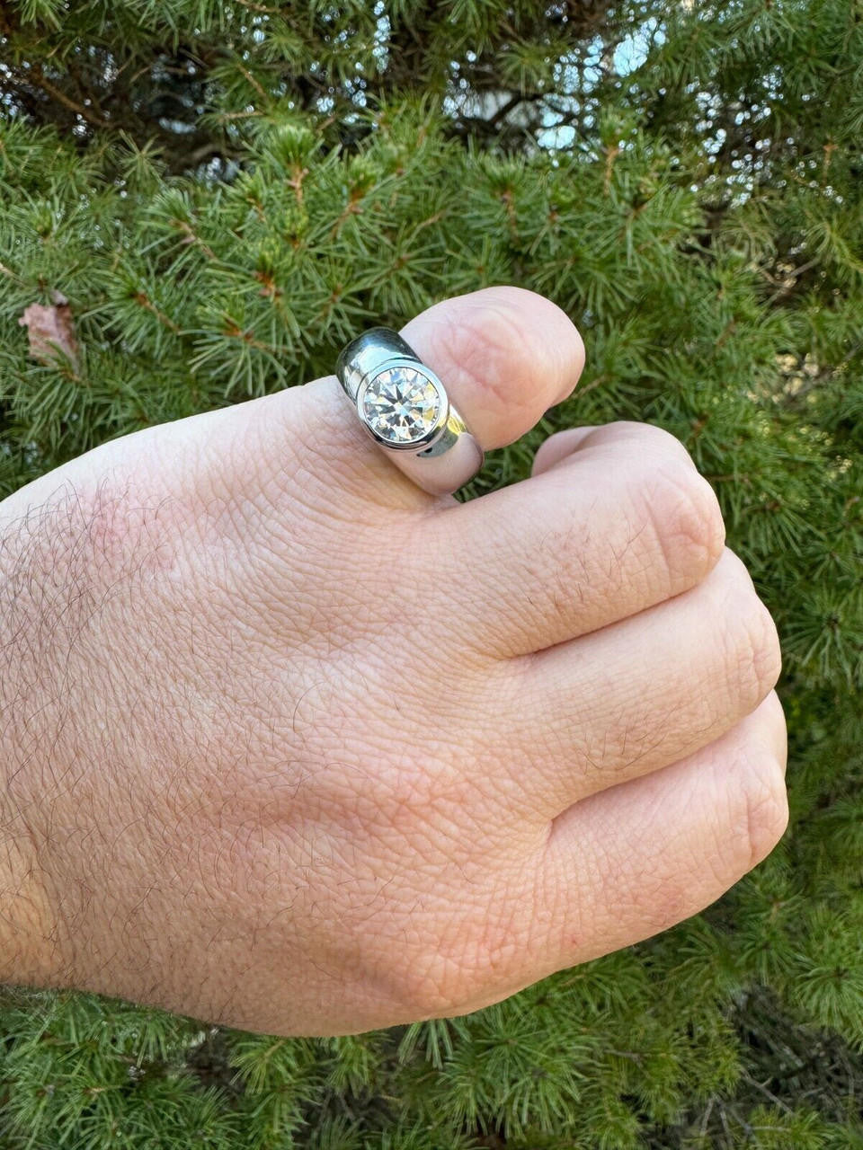MOISSANITE Classic Big Rock Round Brilliant Cut Ring - 925 Silver