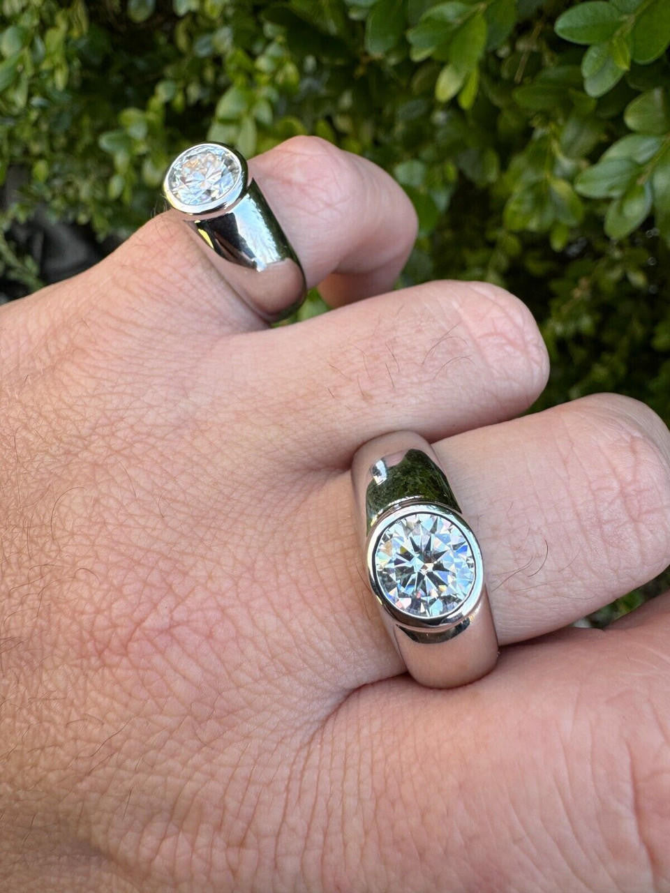 MOISSANITE Classic Big Rock Round Brilliant Cut Ring - 925 Silver