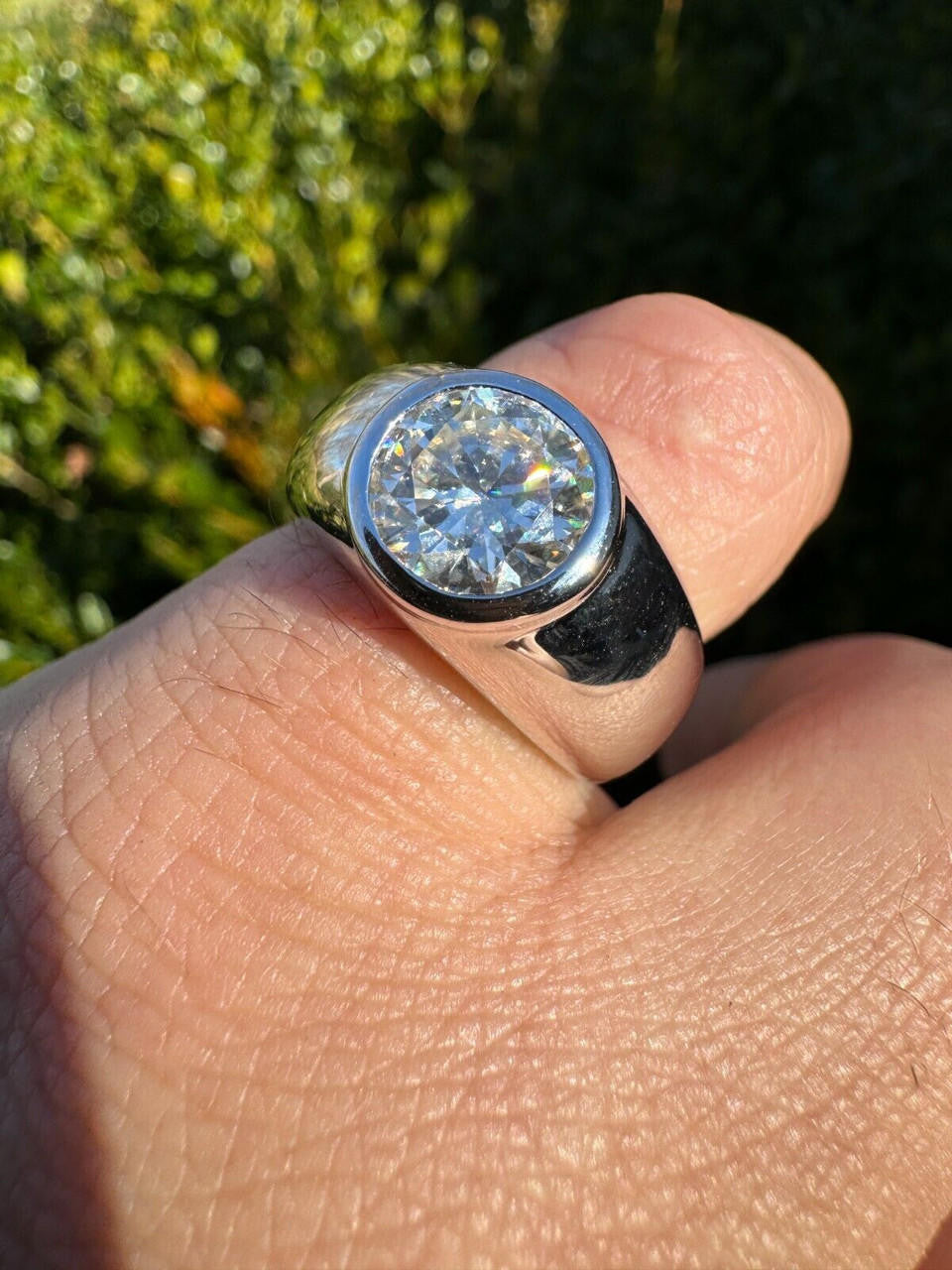 MOISSANITE Classic Big Rock Round Brilliant Cut Ring - 925 Silver