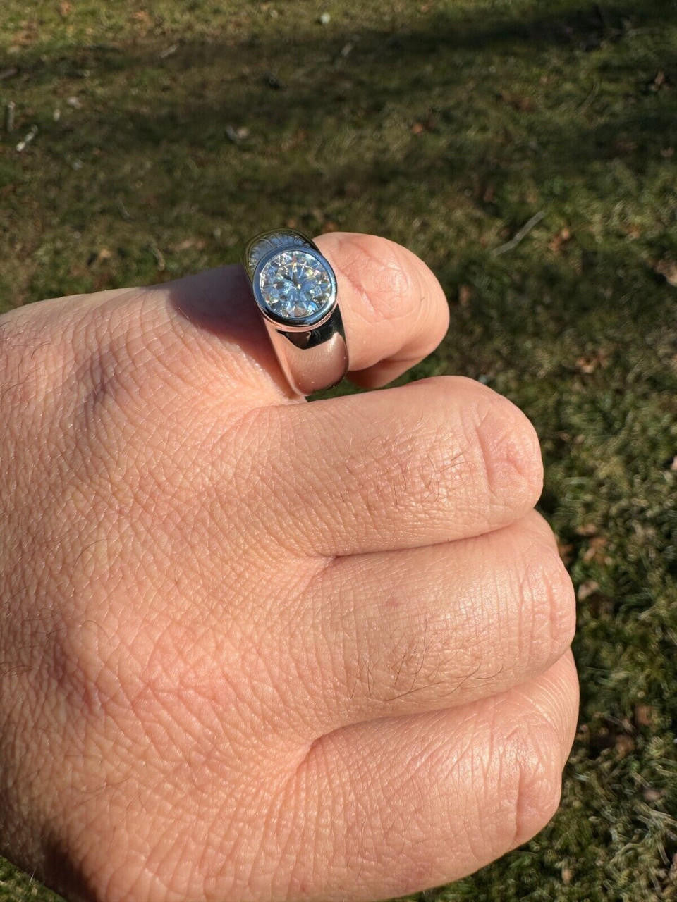MOISSANITE Classic Big Rock Round Brilliant Cut Ring - 925 Silver