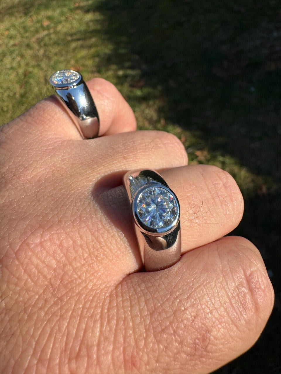 MOISSANITE Classic Big Rock Round Brilliant Cut Ring - 925 Silver