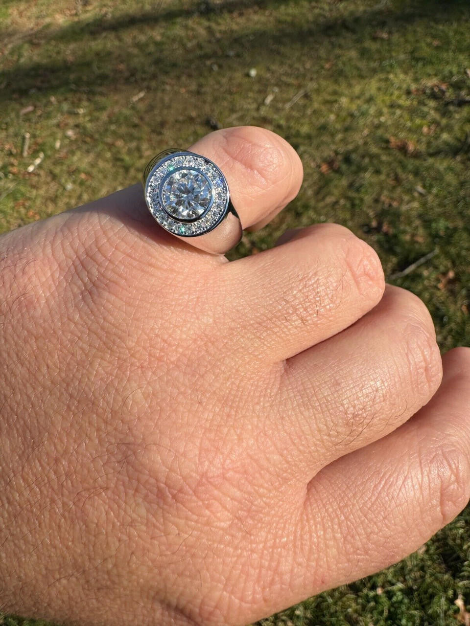 Moissanite Icy Swag Round Brilliant Cut Ring -  925 Silver