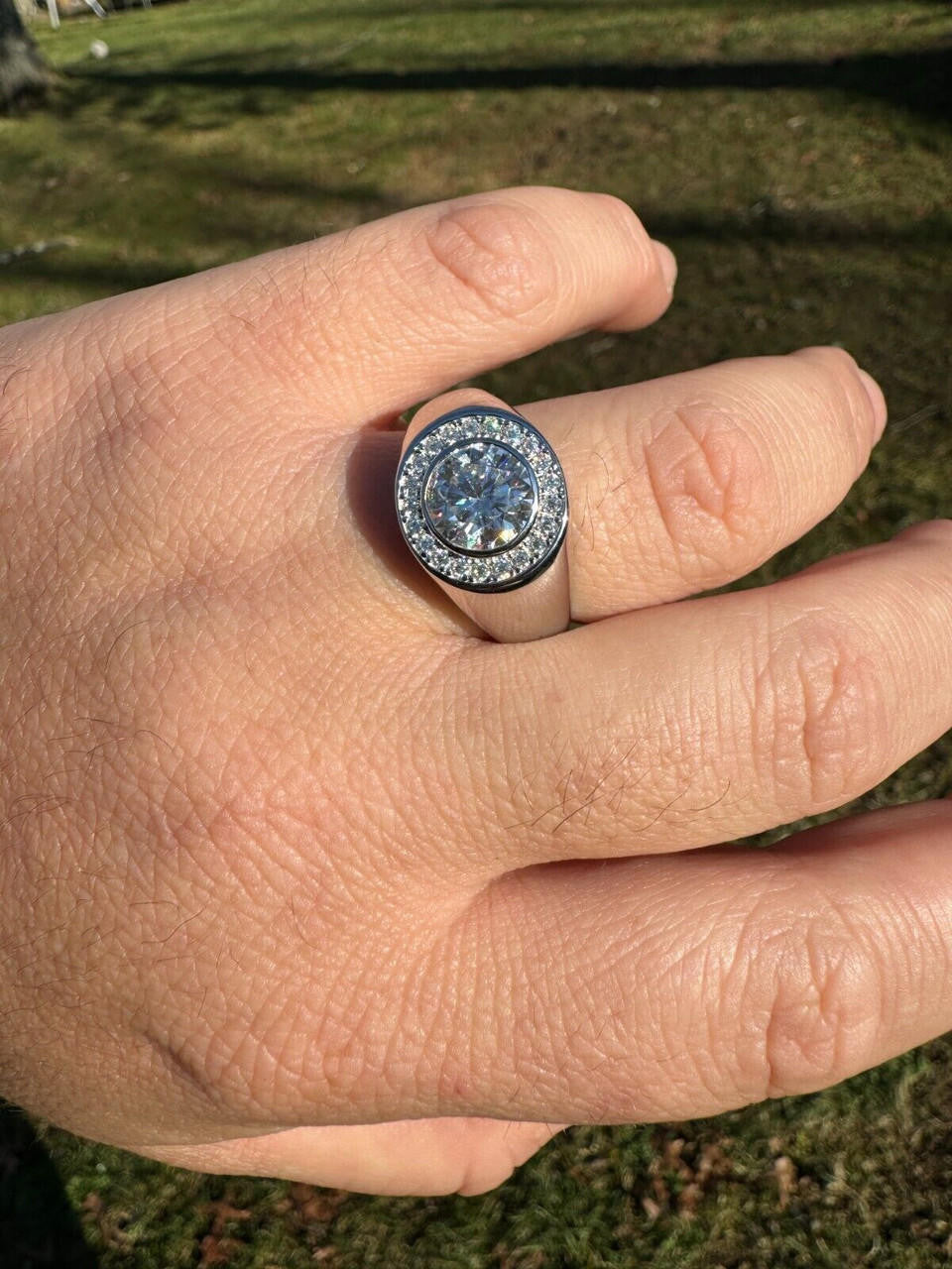 Moissanite Icy Swag Round Brilliant Cut Ring -  925 Silver