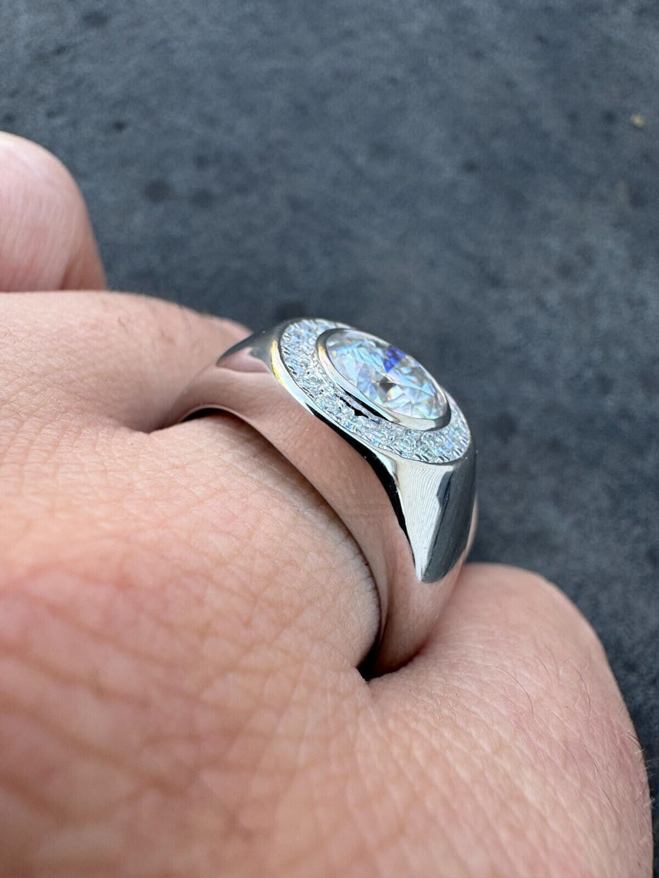 Moissanite Icy Swag Round Brilliant Cut Ring -  925 Silver