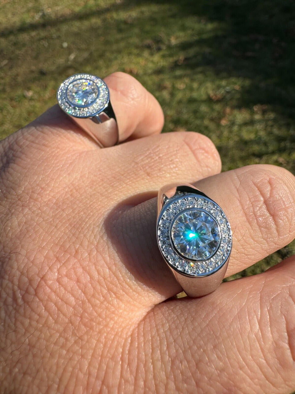 Moissanite Icy Swag Round Brilliant Cut Ring -  925 Silver