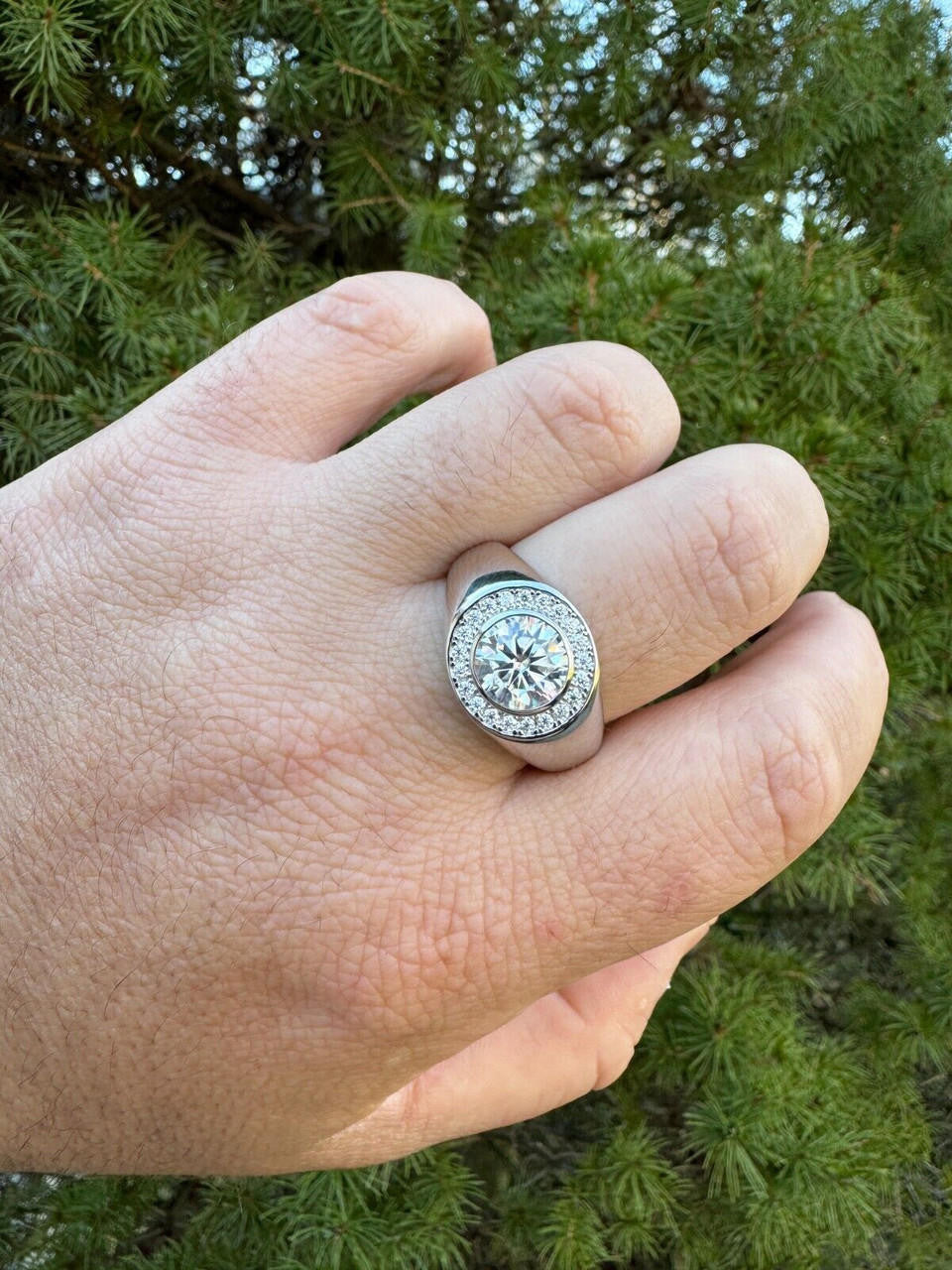 Moissanite Icy Swag Round Brilliant Cut Ring -  925 Silver