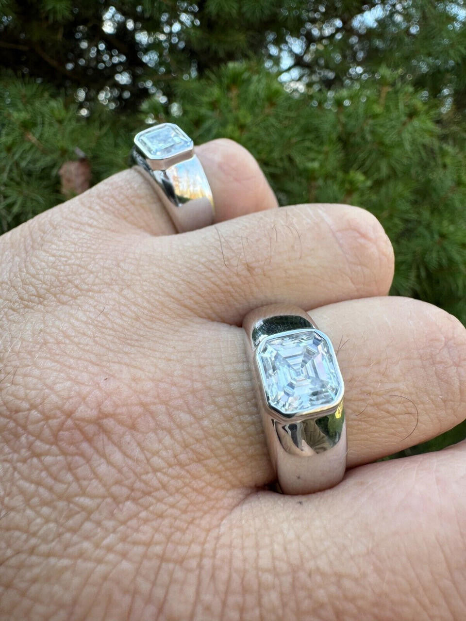 MOISSANITE Classic Big Rock Asscher Cut Ring - 925 Silver