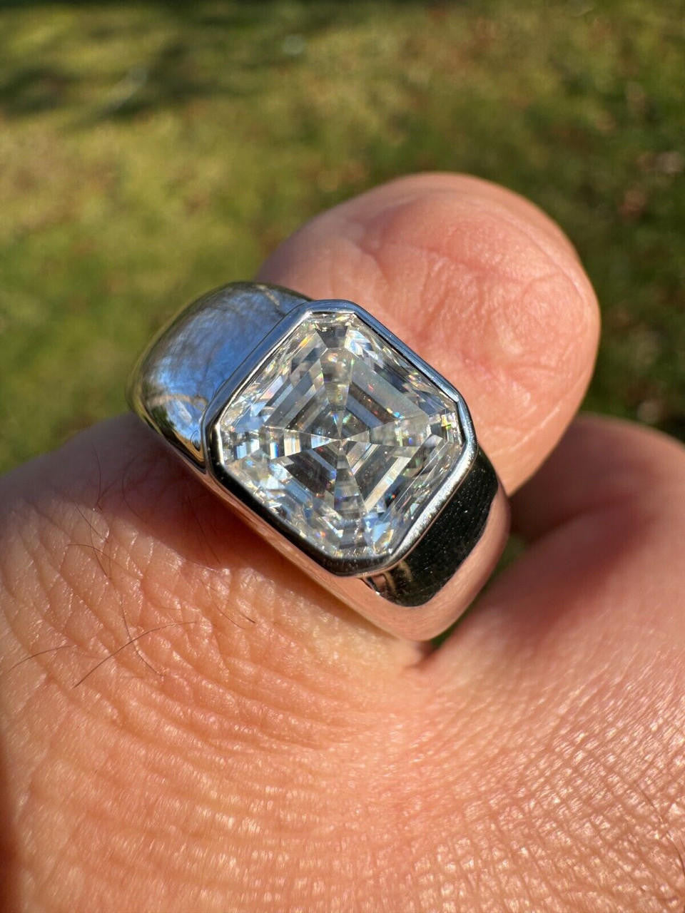 MOISSANITE Classic Big Rock Asscher Cut Ring - 925 Silver
