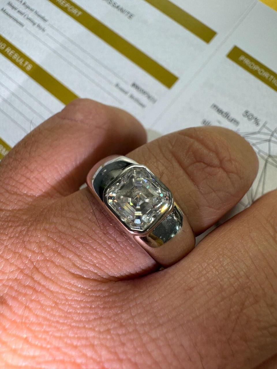 MOISSANITE Classic Big Rock Asscher Cut Ring - 925 Silver