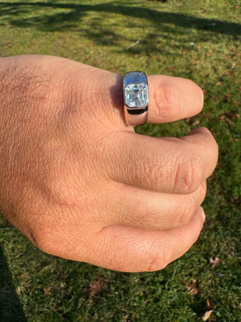 MOISSANITE Classic Big Rock Asscher Cut Ring - 925 Silver