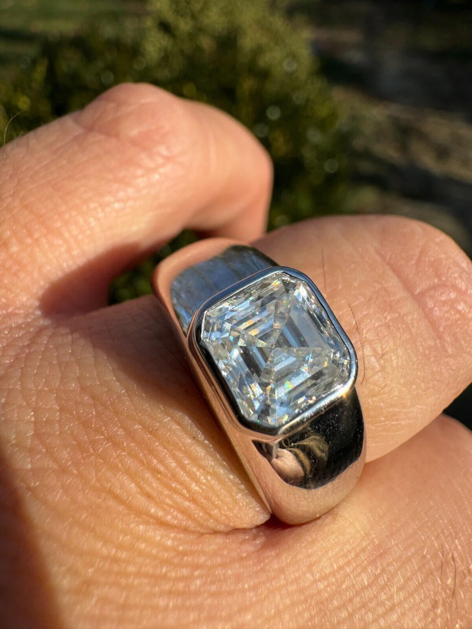 MOISSANITE Classic Big Rock Asscher Cut Ring - 925 Silver