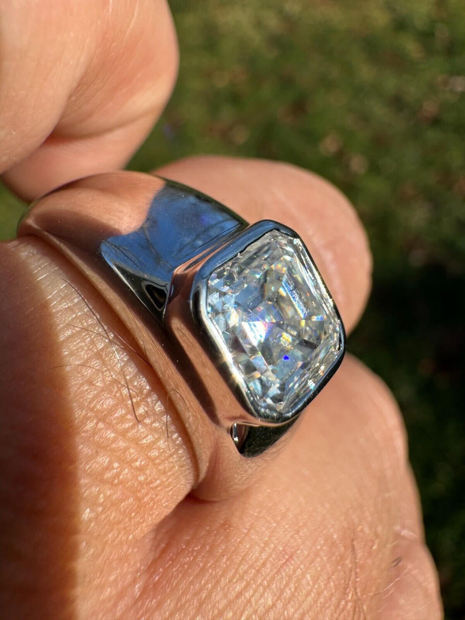 MOISSANITE Classic Big Rock Asscher Cut Ring - 925 Silver