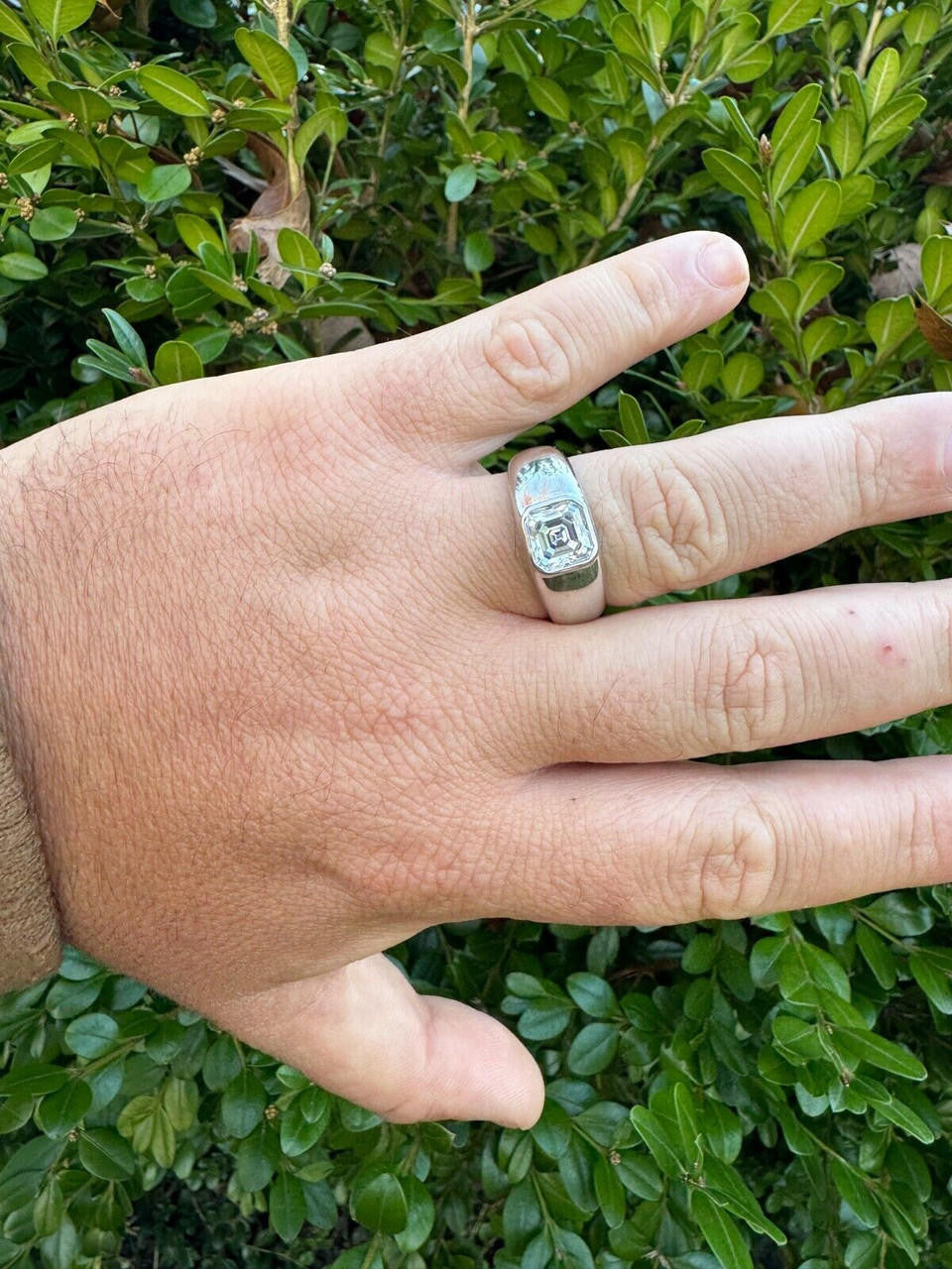 MOISSANITE Classic Big Rock Asscher Cut Ring - 925 Silver
