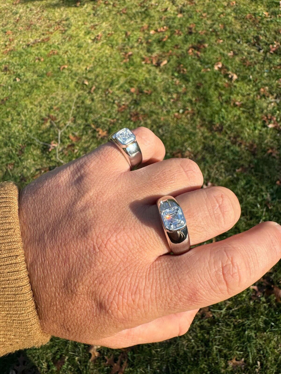 MOISSANITE Classic Big Rock Asscher Cut Ring - 925 Silver