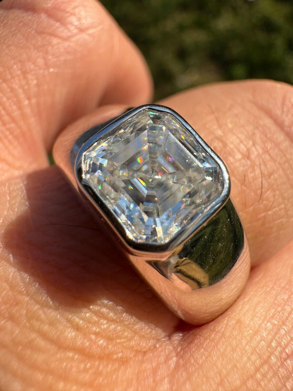 MOISSANITE Classic Big Rock Asscher Cut Ring - 925 Silver