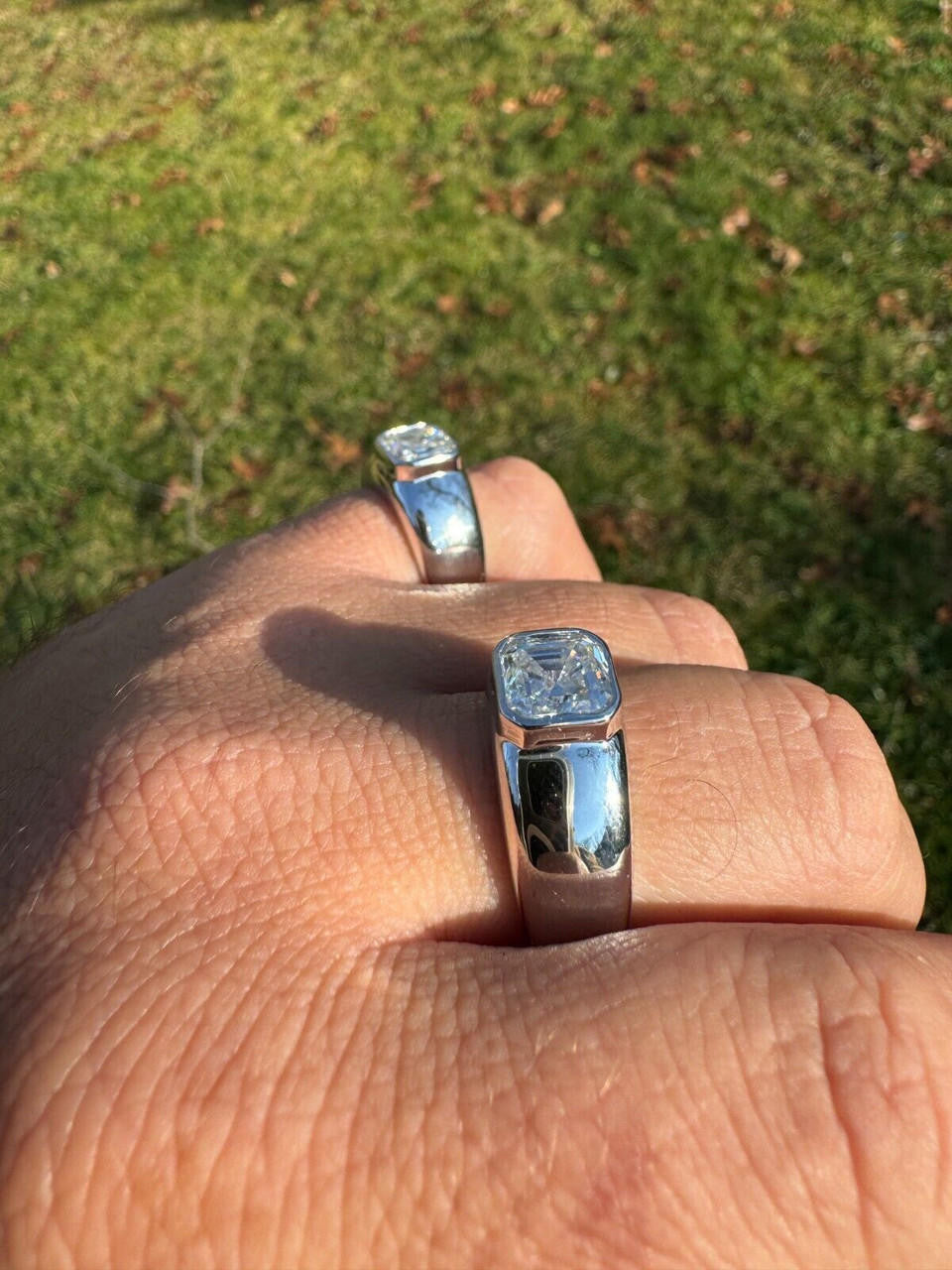 MOISSANITE Classic Big Rock Asscher Cut Ring - 925 Silver