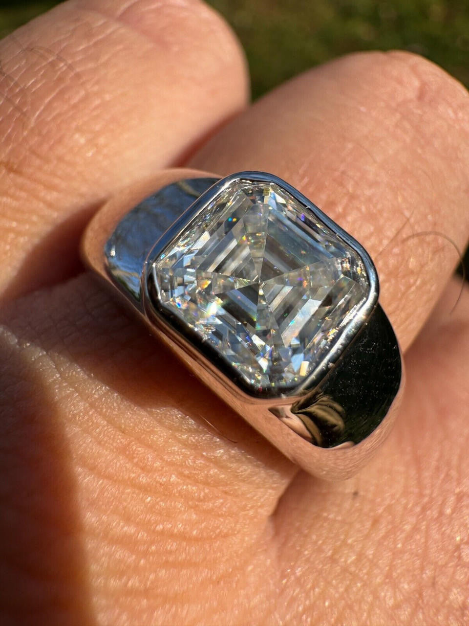 MOISSANITE Classic Big Rock Asscher Cut Ring - 925 Silver