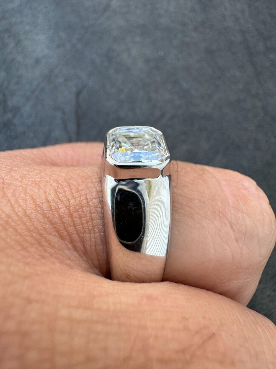 MOISSANITE Classic Big Rock Asscher Cut Ring - 925 Silver