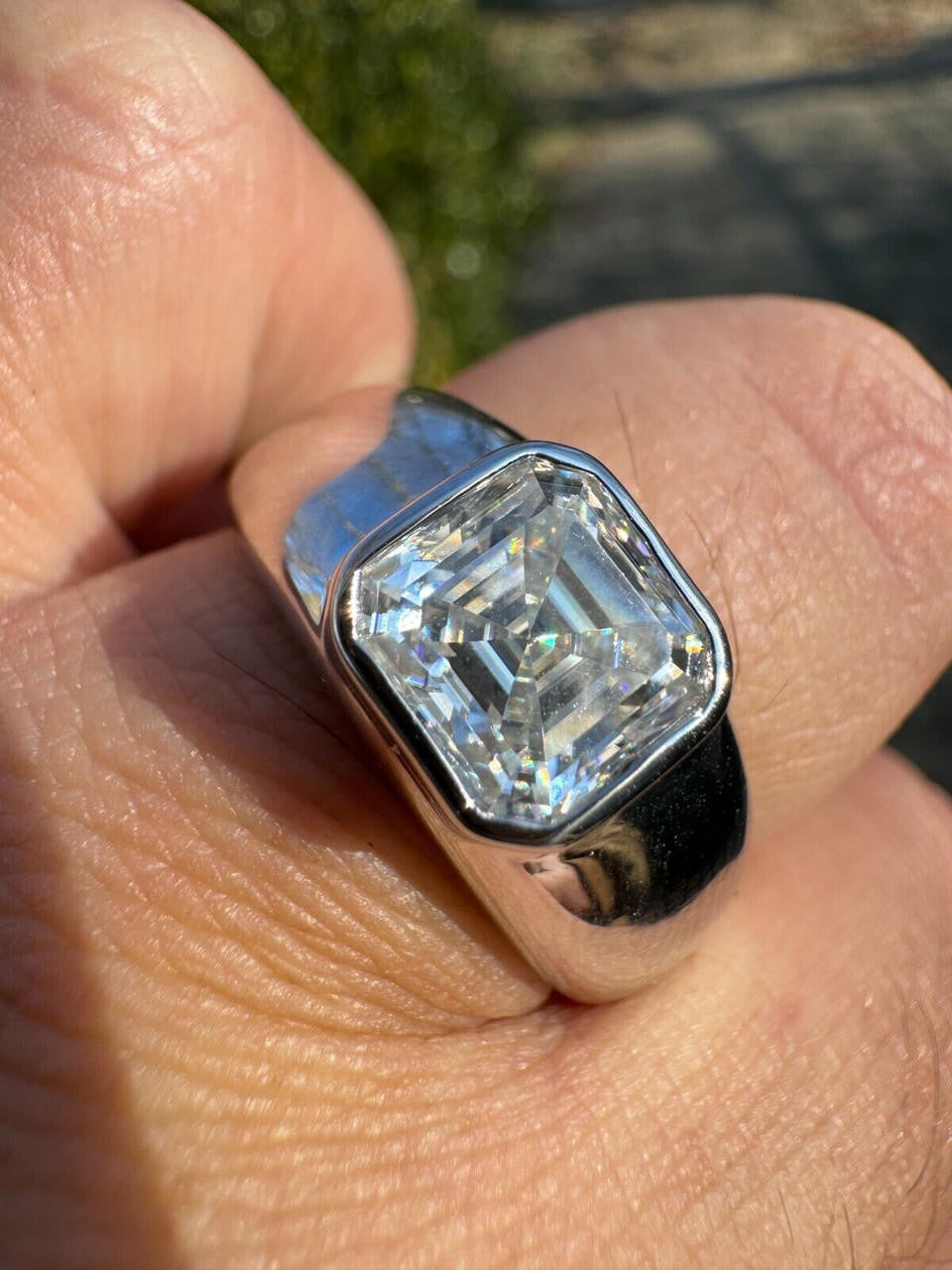 MOISSANITE Classic Big Rock Asscher Cut Ring - 925 Silver