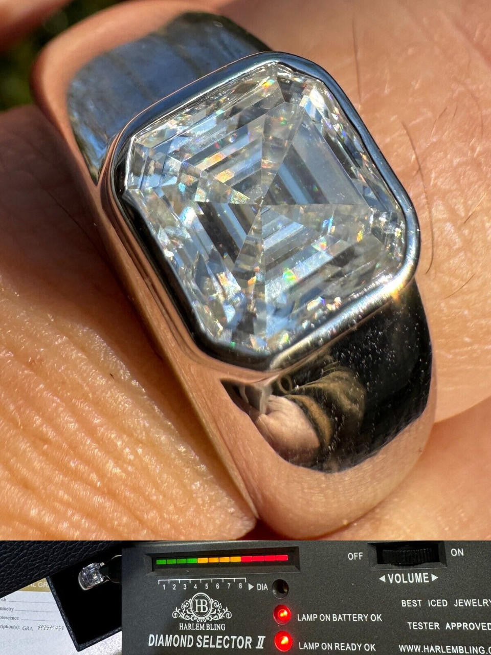 MOISSANITE Classic Big Rock Asscher Cut Ring - 925 Silver
