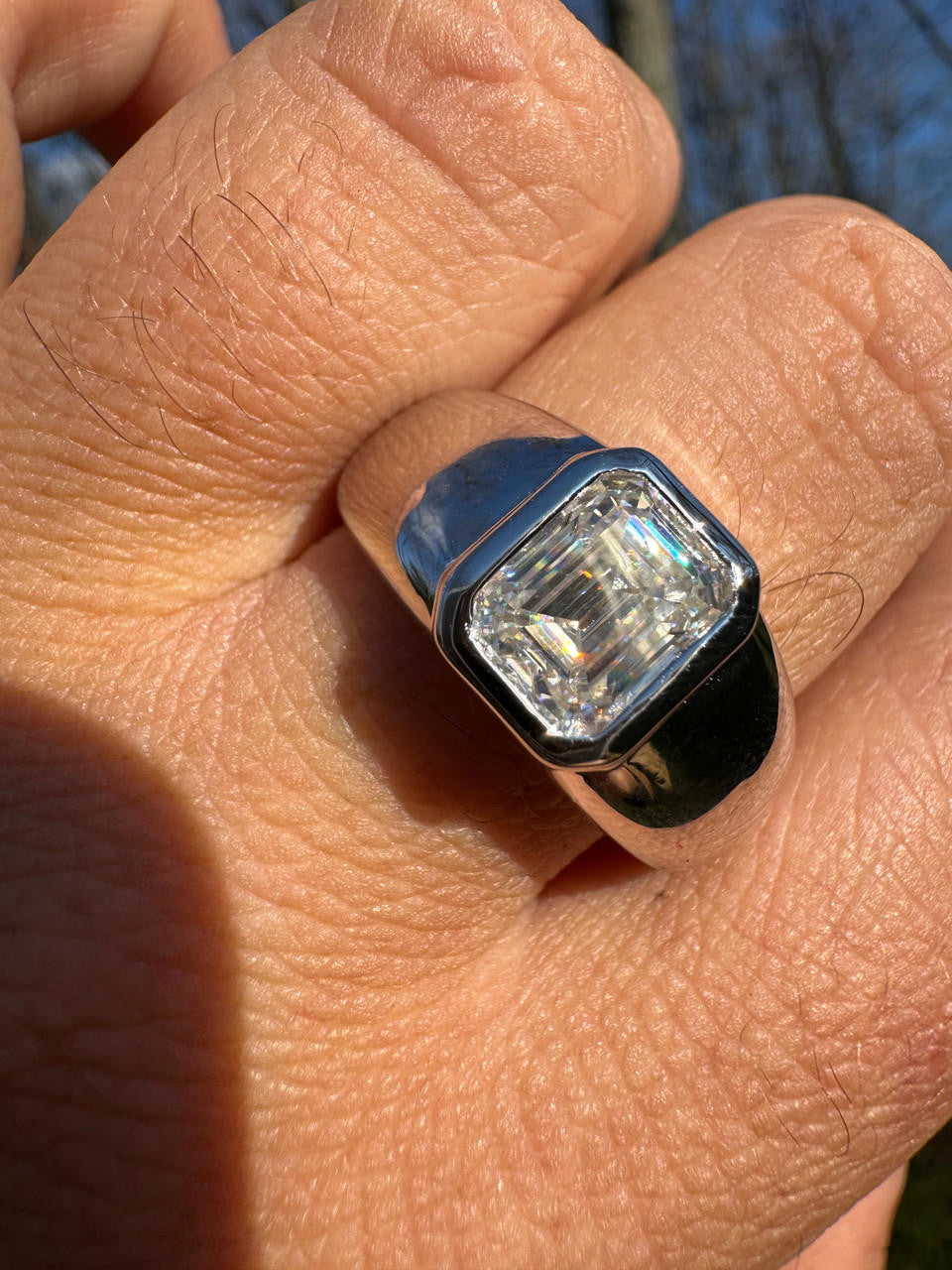 MOISSANITE Classic Big Rock Emerald Cut Ring - 925 Silver