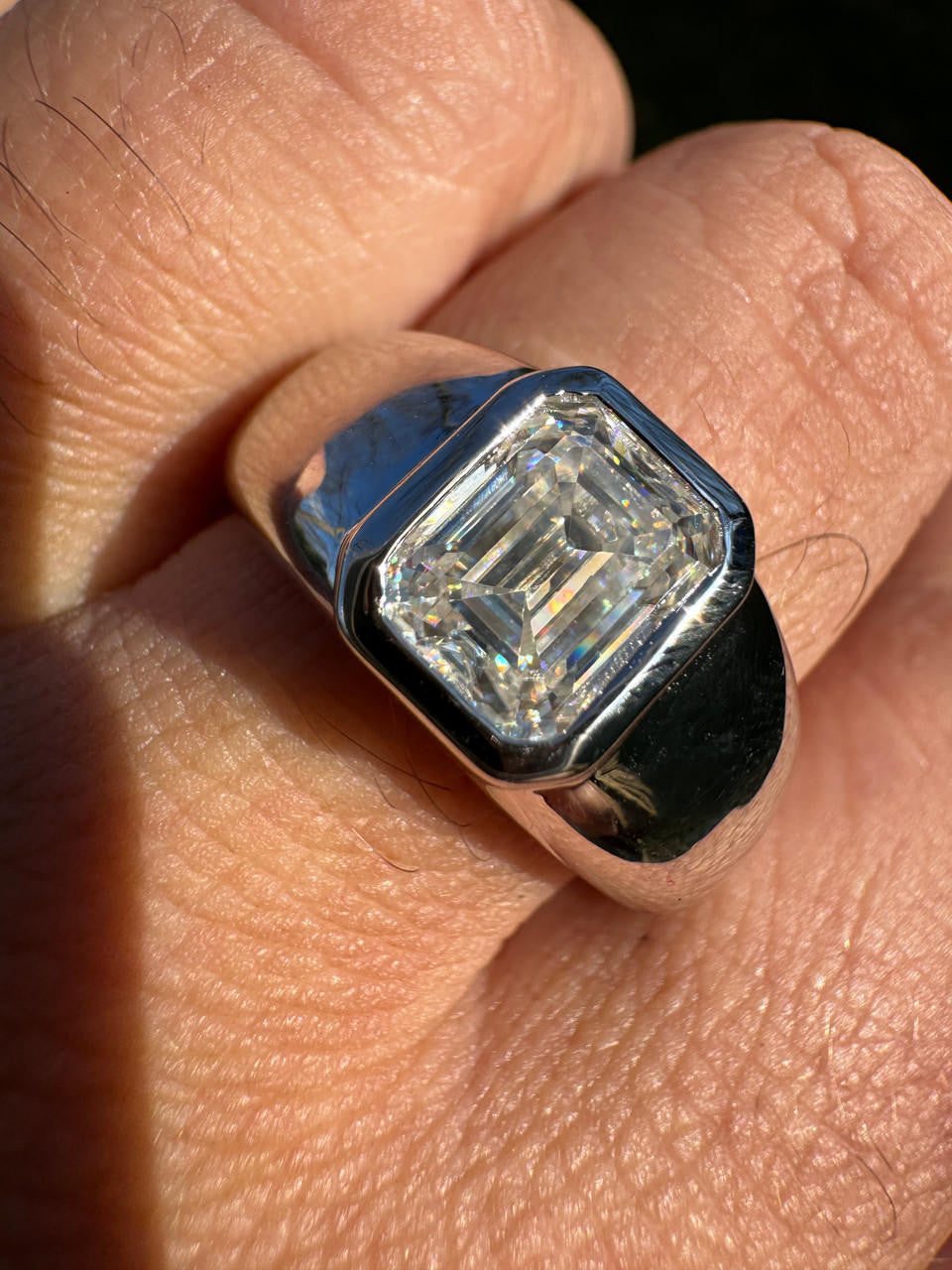 MOISSANITE Classic Big Rock Emerald Cut Ring - 925 Silver