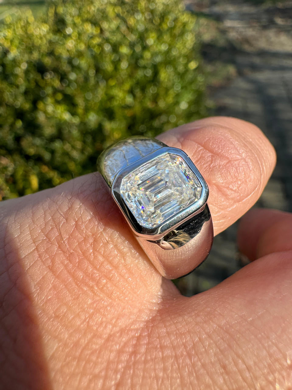 MOISSANITE Classic Big Rock Emerald Cut Ring - 925 Silver