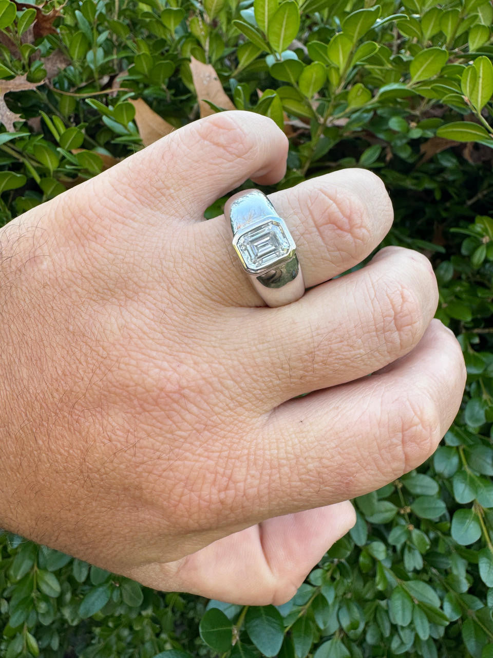 MOISSANITE Classic Big Rock Emerald Cut Ring - 925 Silver