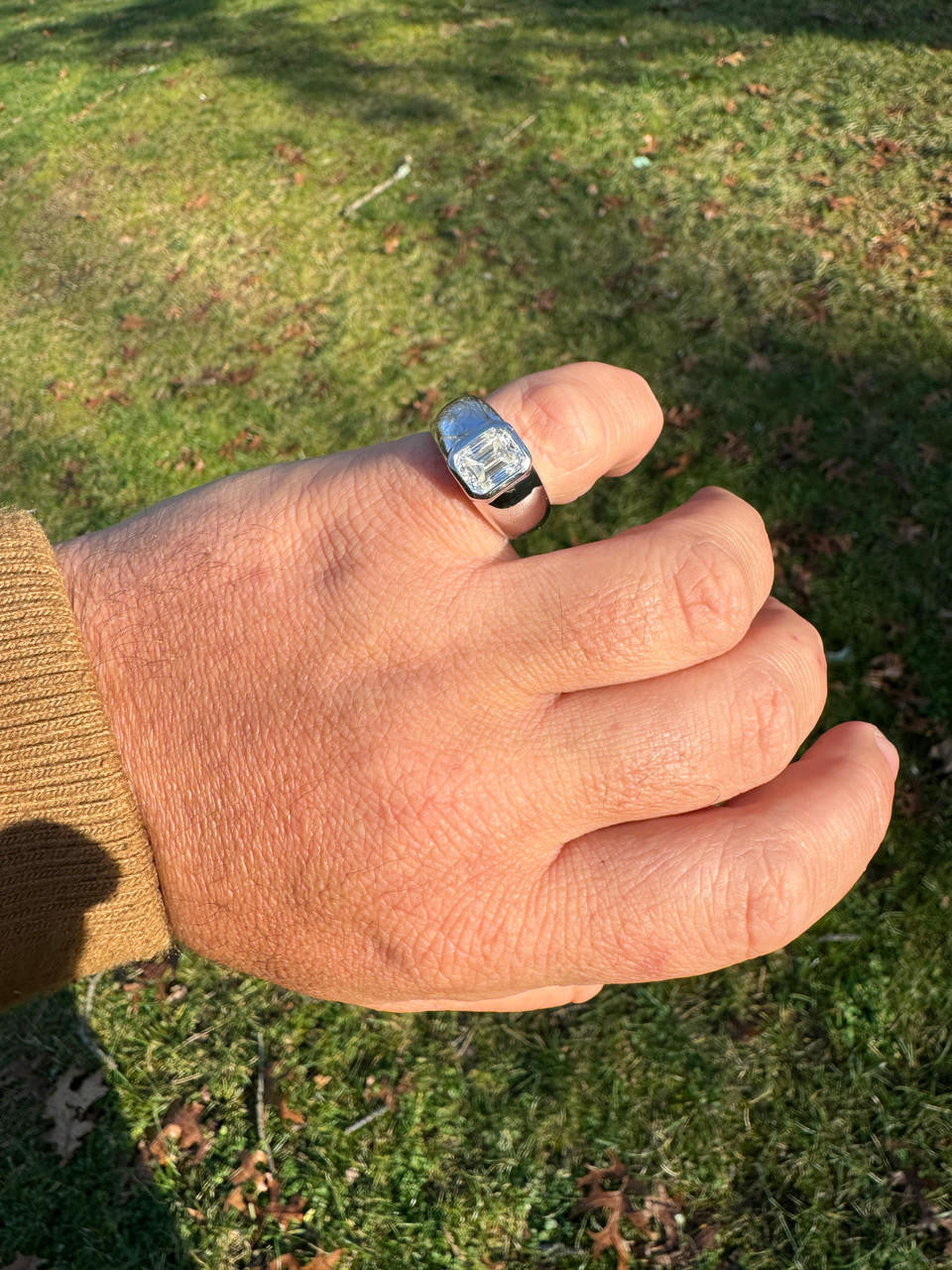 MOISSANITE Classic Big Rock Emerald Cut Ring - 925 Silver