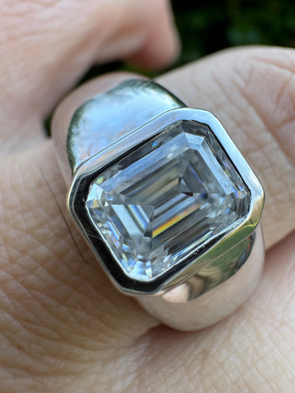 MOISSANITE Classic Big Rock Emerald Cut Ring - 925 Silver