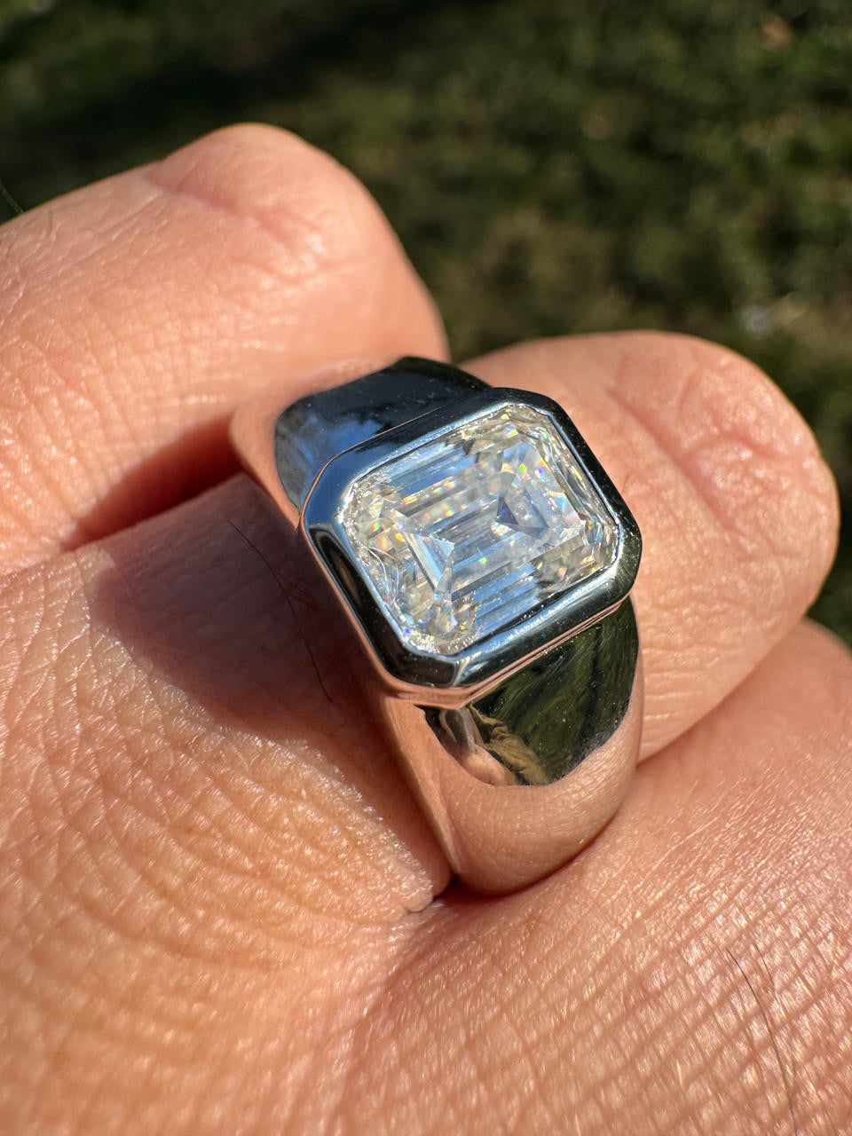 MOISSANITE Classic Big Rock Emerald Cut Ring - 925 Silver